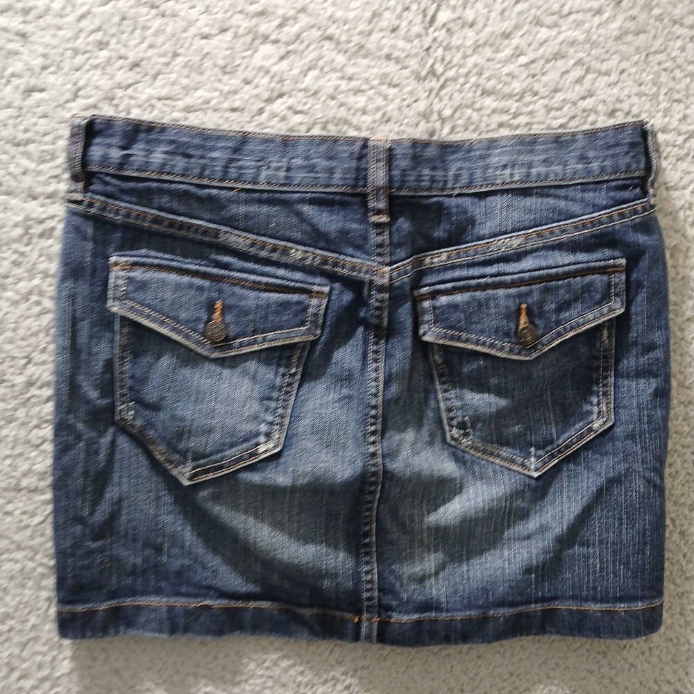OLD NAVY Denim Jeans Mini Skirt Womens Size 6 Medium Wash Front & Back Pockets - Picture 2 of 13